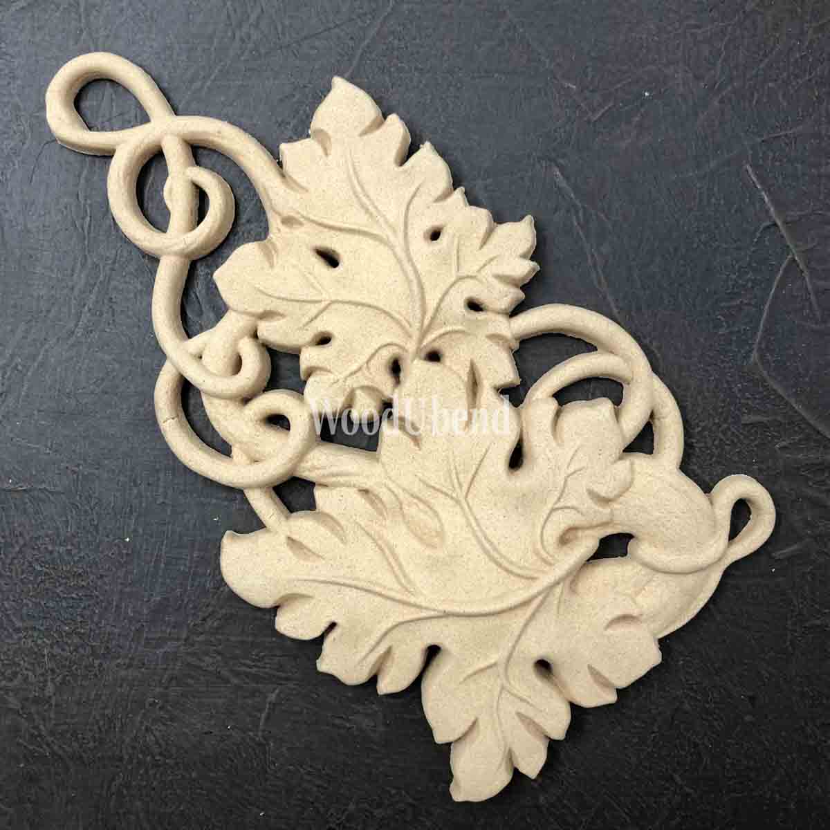 LEAFY VINE DROP 12 x 23 cms Decorative Antique Moulding Applique WoodUbend 2138