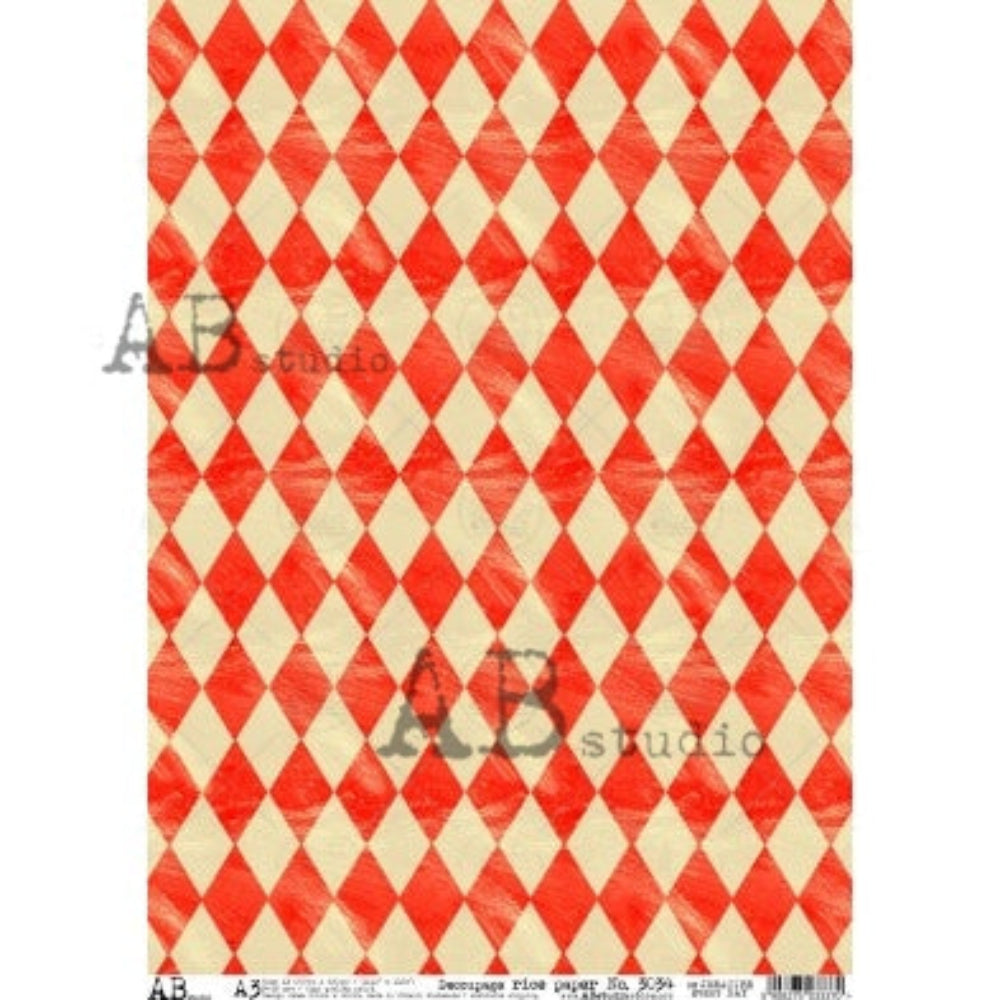 Red and beige checkered paper with 'AB studio' branding
