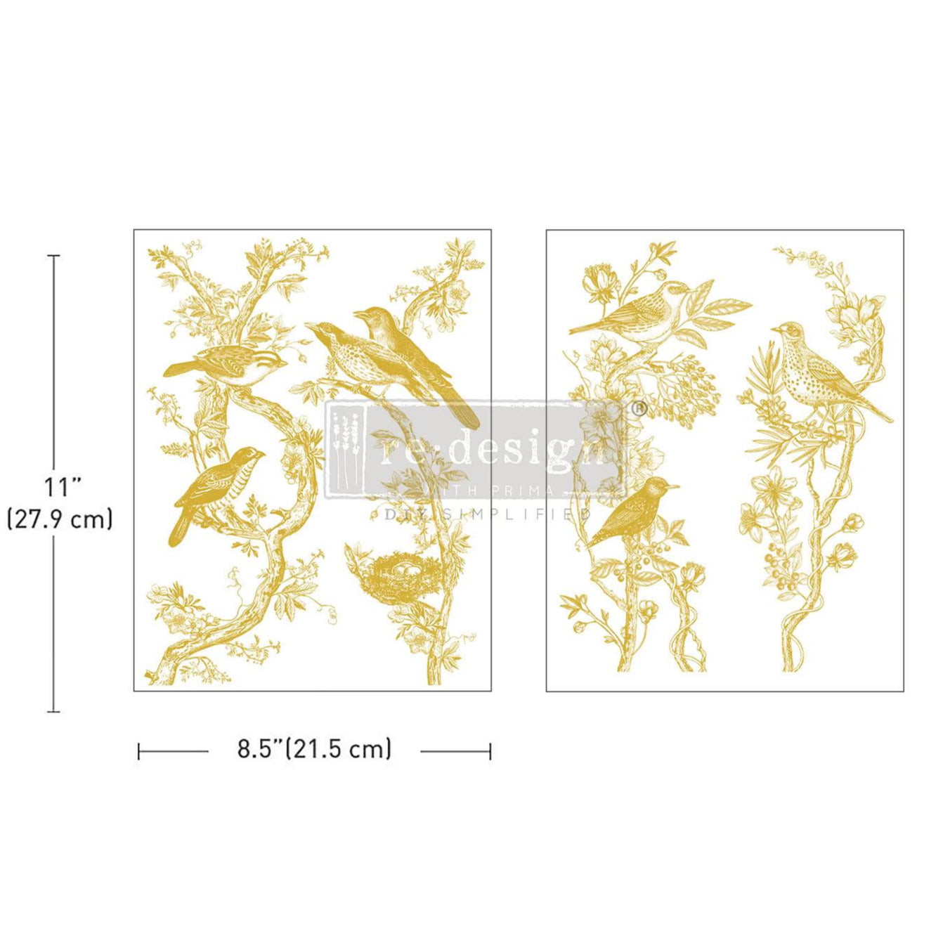 Kacha Golden Serenade - Gold - 2 sheets - 21.5cm x 27.9cm each - Redesign Decor Transfer Decal