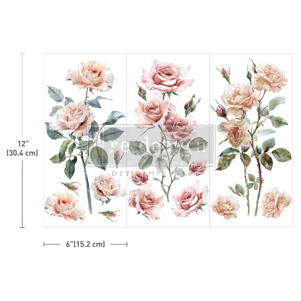Blush Symphony- 3 sheets - 15cm x 30cm each - Redesign Decor Transfer Decal