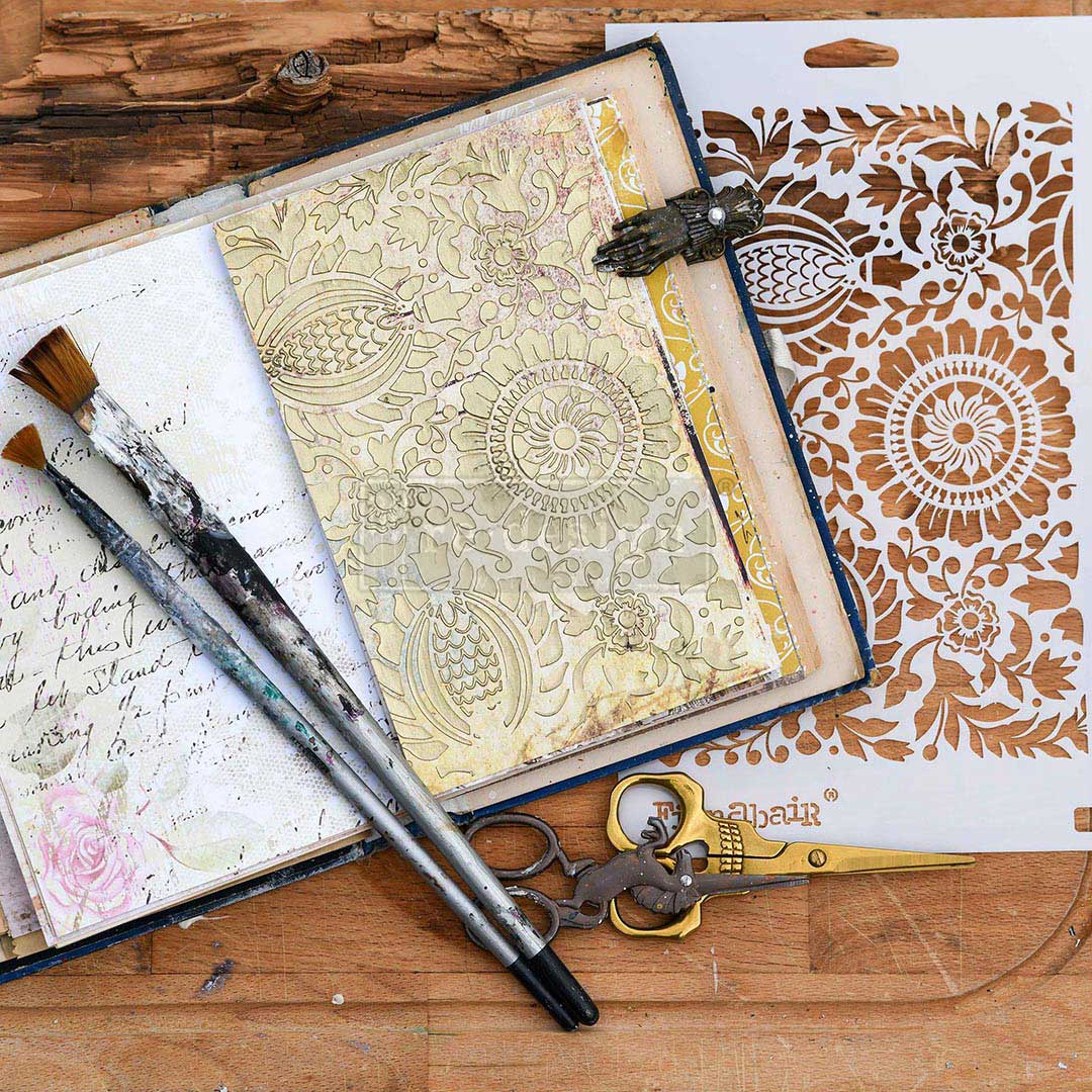 FOLK FLORALS Stencil 16.5cm x 28cm - Finnabair