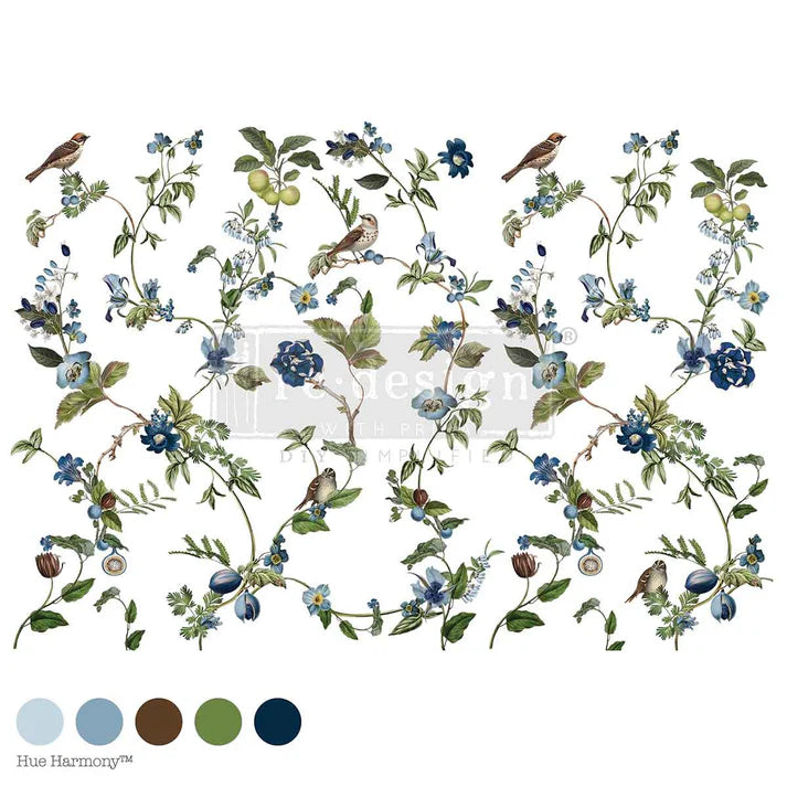 Premium Chirping Charm furniture transfer by Redesign with Prima. 24" x 35" decorative decal for walls, furniture & wood surfaces. Features Harmony Hue Dots for perfect paint coordination. Includes transfer tool & instructions. UK stockist.