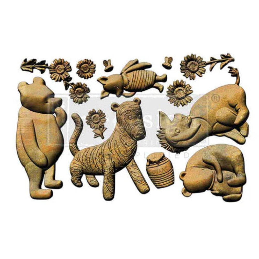 Olde Bear Lane silicone mould by Redesign with Prima. 5" x 8" with woodland bear & forest designs. Food-safe, resin, clay, chocolate, candy & crafts.