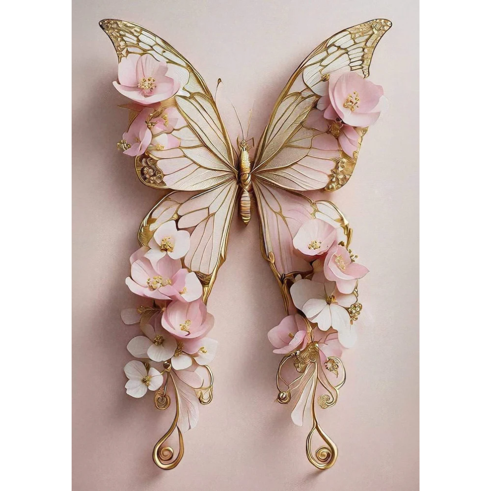 Pink Butterfly - Mint by Michelle Decoupage Paper - A3 and A1 sizes