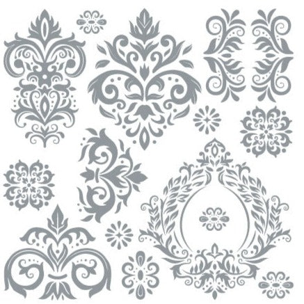 Rococo Silver - 30cm x 30cm x 2 Sheets - Hokus Pokus Rub On Decor Transfer Decal