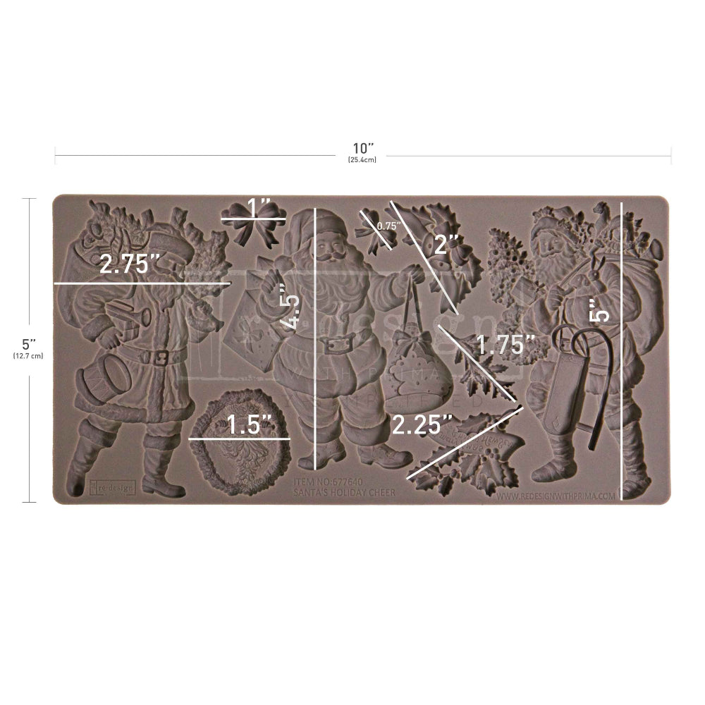 Santa's Holiday Cheer Decor | Food | Craft Mould Re-Design with Prima 5" x 10"
