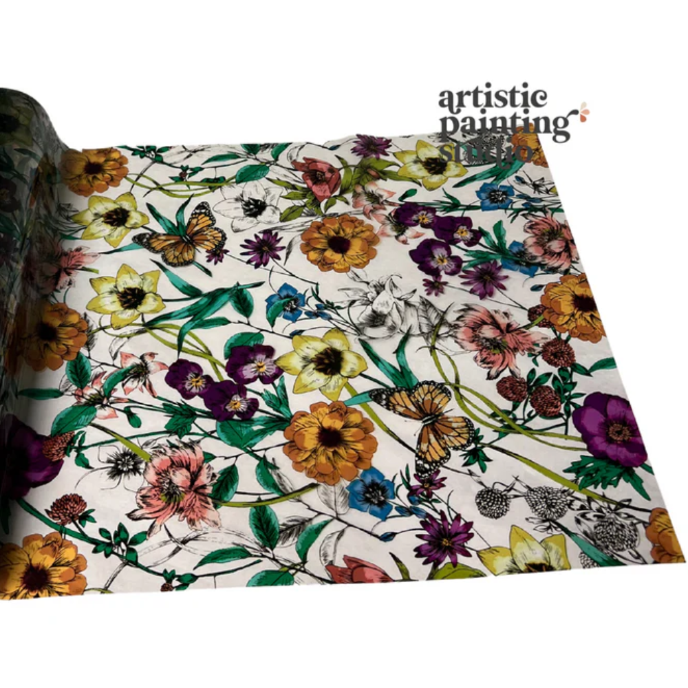 SHAE FLORAL - Transparent Rub On Metallic Foil by APS - Textile Friendly
