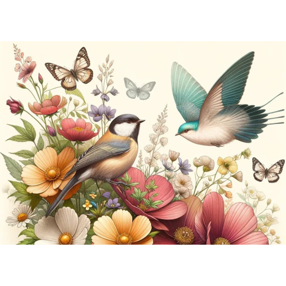 The Friendly Garden - Mint by Michelle Decoupage Paper - A3 and A1 sizes