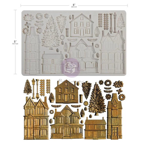 Winter Town Silicone Mould - Finnabair - 5" x 8"