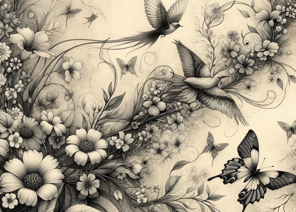 Botanical in Black and White - Mint by Michelle Decoupage Paper - A3 and A1 sizes - Decoupage - Baillea's Interiors -