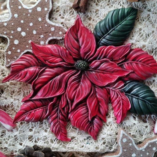 CRIMSON BLOOMS Decor Mould Re-Design with Prima 8" x 5"