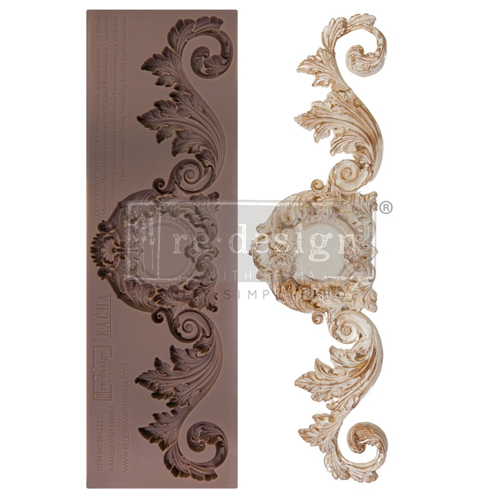 LAVISH SWIRLS Decor Mould Re-Design with Prima 3" x 10" - KACHA