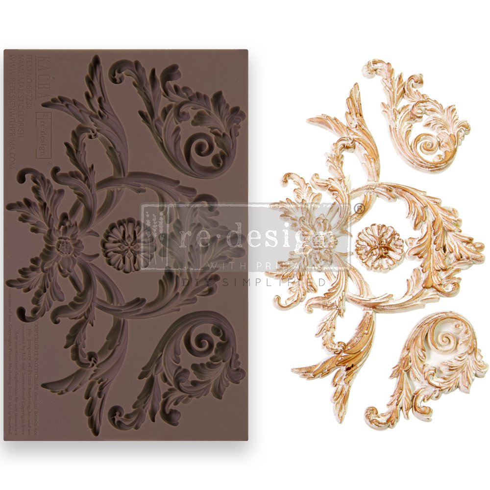 MAJESTIC FLOURISH Decor Mould Re-Design with Prima 8" x 5"