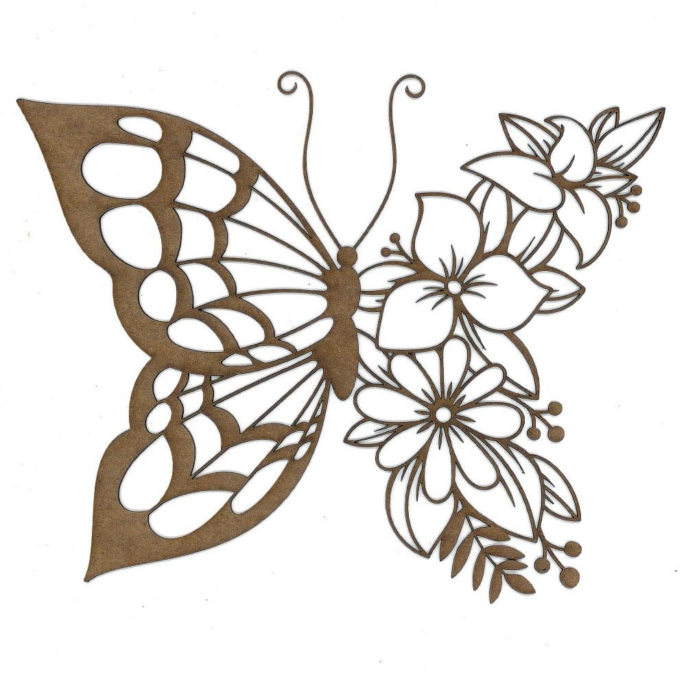 PolyOnlay Shape S102 - Butterfly with Flowers - 2 sizes available - Moulding - Baillea's Interiors -