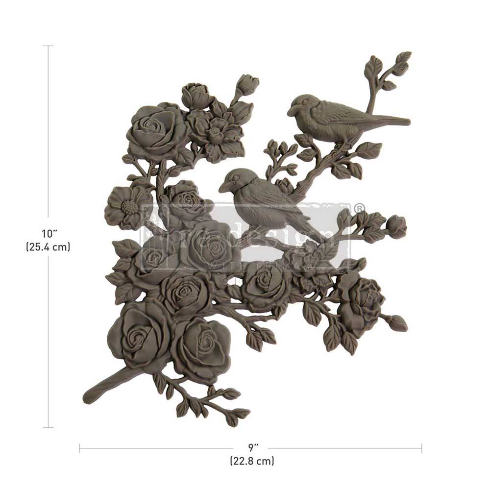 Serene Perch (Left) – 22.8cm x 25.4cm - Bird and Branch Applique Moulding by ReDesign with Prima - Moulding - Baillea's Interiors -