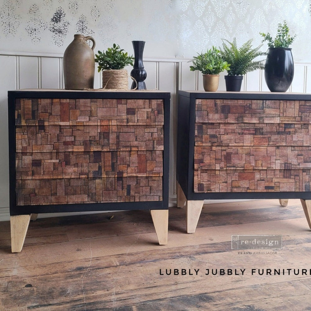 WOOD CUBISM - A1 Rice Paper for Decoupage - LARGE - 59.4cm x 84.1cm - Re-Design with Prima