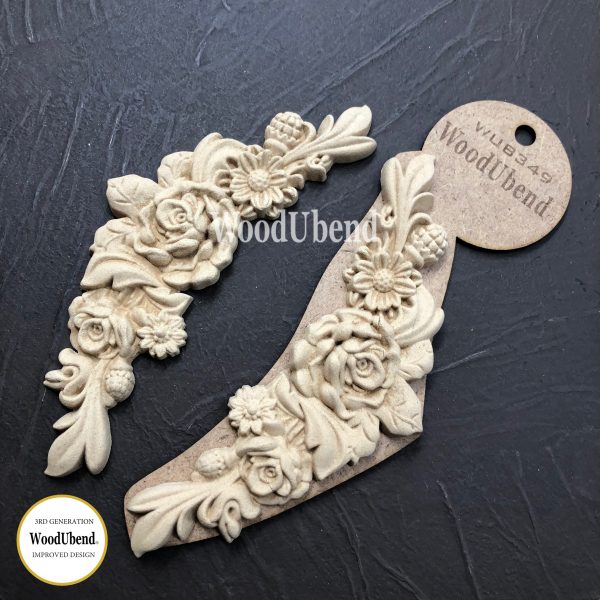 FLOWER GARLAND SINGLE Decorative Antique Moulding Applique WoodUbend 0349