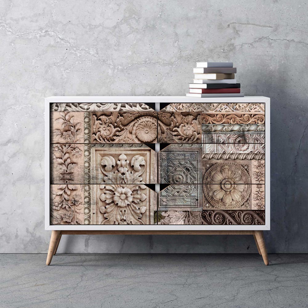 CARVED STONEWORK - A1 Rice Paper for Decoupage - LARGE - 59.4cm x 84.1cm - Re-Design with Prima