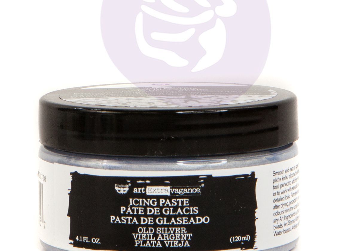 OLD SILVER Metallic Icing Chalk Paste, Art Extravagance, Mixed Media - Raised Stencil Medium, 120ml