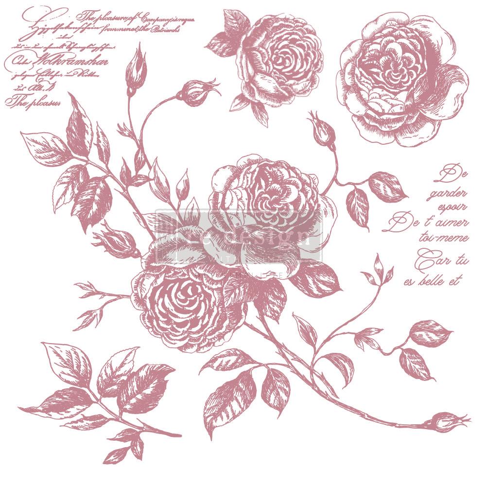 CLEAR CLING DECOR STAMP Romance Roses ReDesign with Prima 6