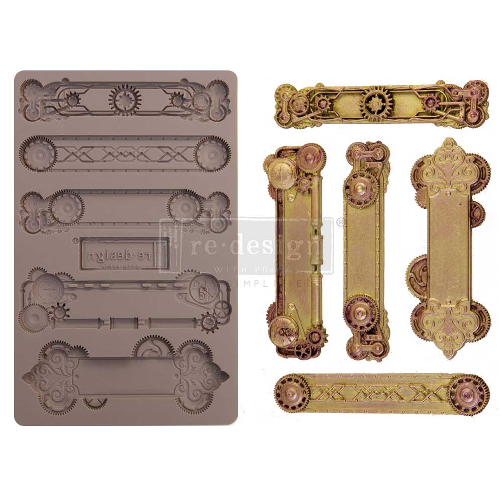 STEAMPUNK PLATES Decor Mould Re-Design with Prima 8" x 5"