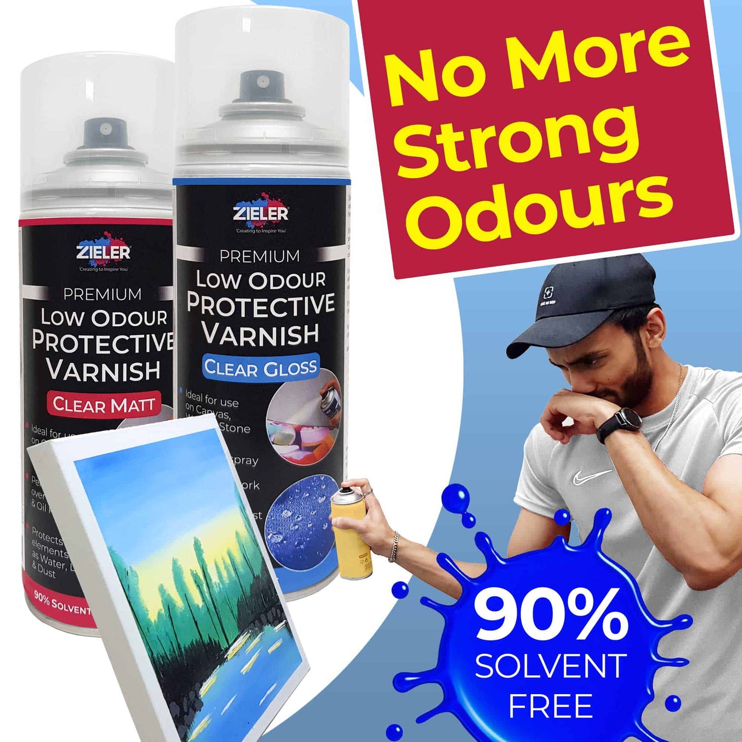 Premium Low Odour Protective Varnish Spray - Clear Gloss (400ml) - by Zieler (UK Only)