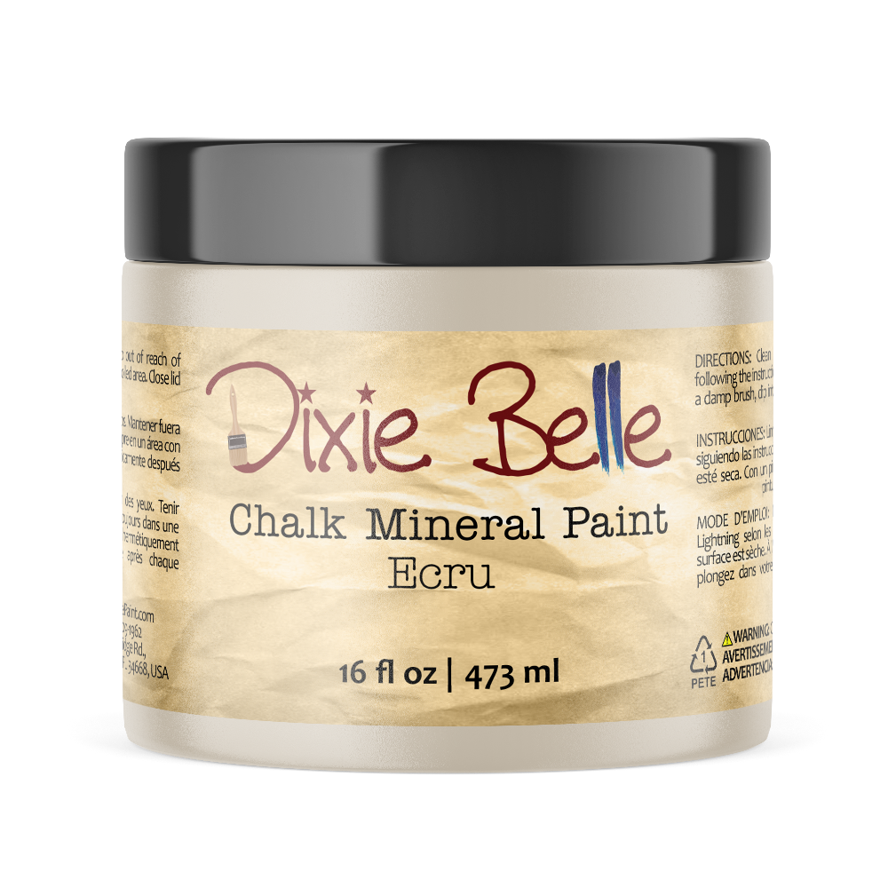 Soft beige chalk mineral paint by Dixie Belle. Perfect for furniture upcycling.  Water based, low VOC, self leveling. Available in 118ml to 946ml. UK stockist.