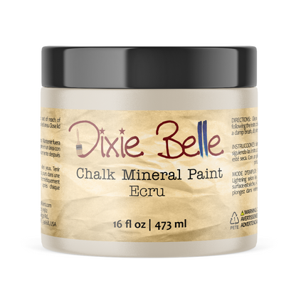 Soft beige chalk mineral paint by Dixie Belle. Perfect for furniture upcycling.  Water based, low VOC, self leveling. Available in 118ml to 946ml. UK stockist.