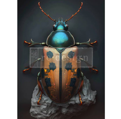 BRASS SCARAB - A1 Fiber Paper for Decoupage - LARGE - 59.4cm x 84.1cm - Re-Design with Prima