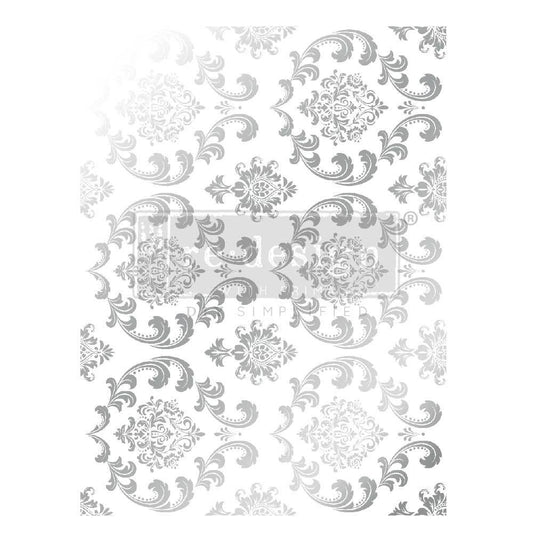 KACHA Silver House Of Damask - 18" x 24" - Redesign Decor Transfer Decal