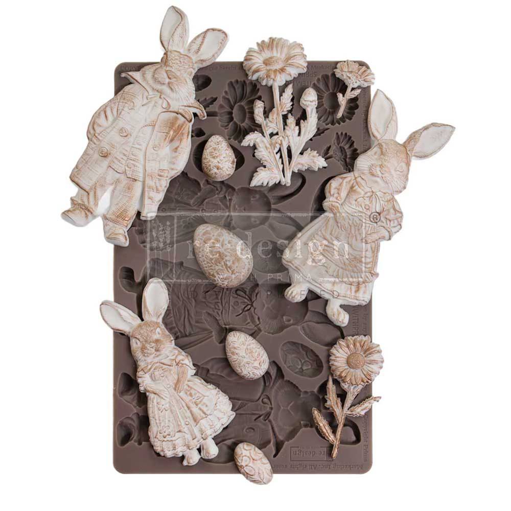 Springtime Bunny Decor Mould Re-Design with Prima 5" x 8"