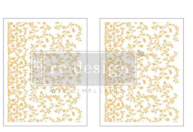 Kacha Vineyard Elegance - Gold - 2 sheets - 21.5cm x 27.9cm each  - Redesign Decor Transfer Decal 