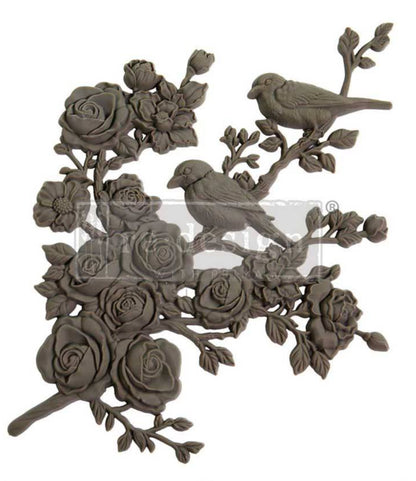 Serene Perch (Left) – 22.8cm x 25.4cm - Bird and Branch Applique Moulding by ReDesign with Prima