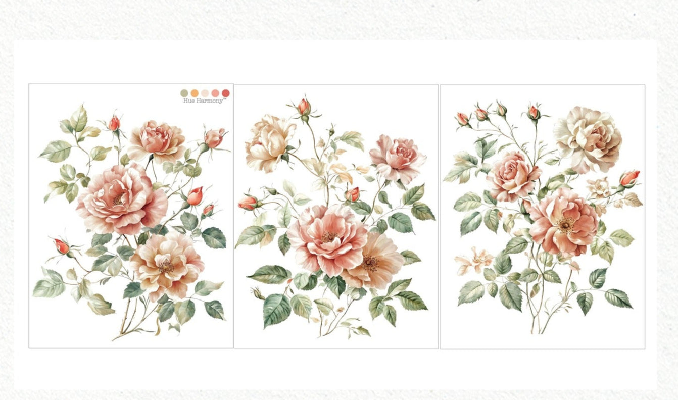 Gentle Symphony - 3 sheets - 21.5cm x 27.9cm each  - Redesign Decor Transfer Decal