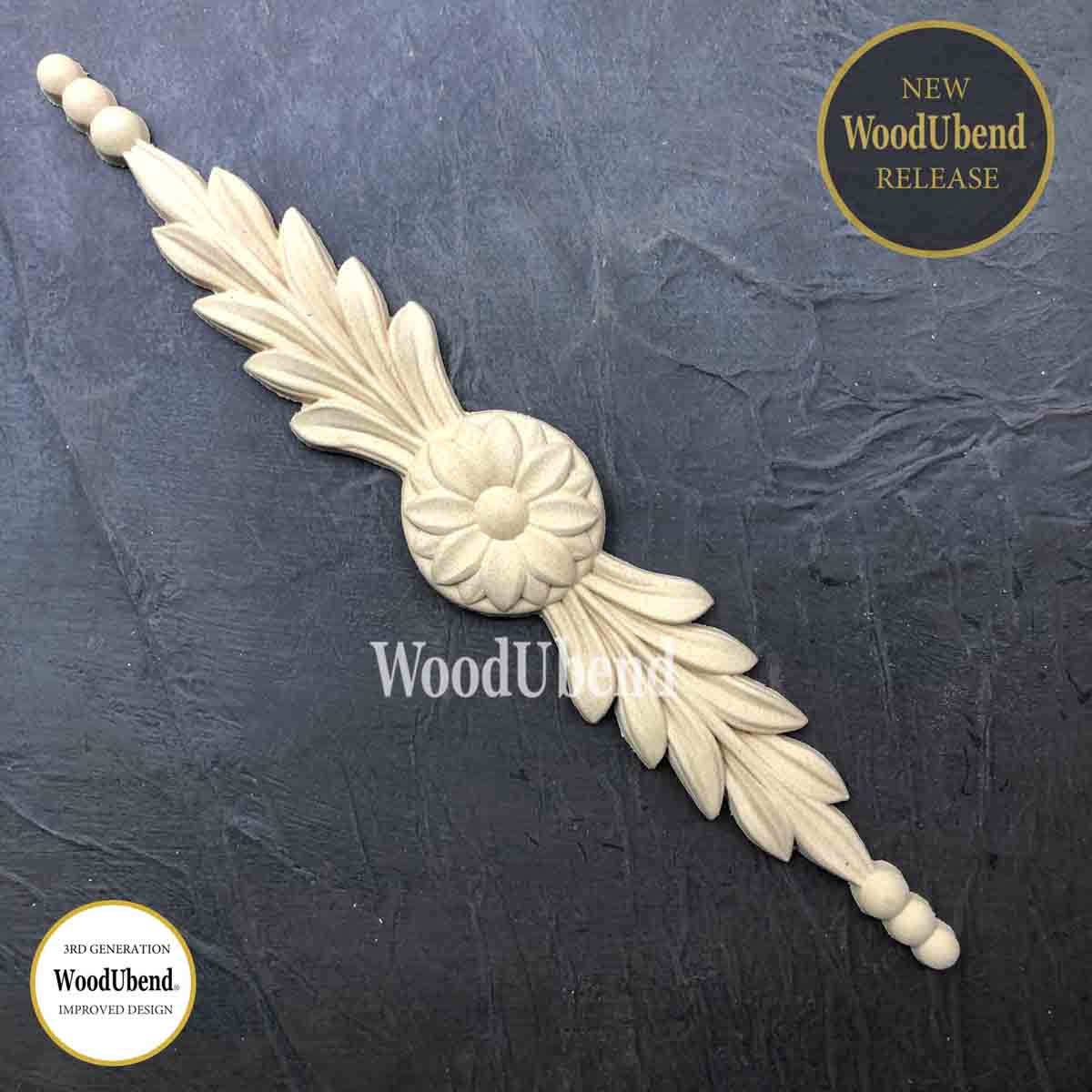 PEDIMENT FLORAL Decorative Antique Moulding Applique WoodUbend 6021