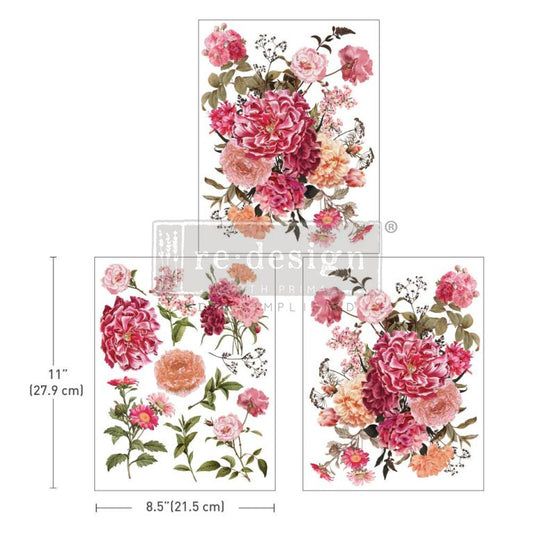 BRIGHT MEADOW - 3 sheets - 21.5cm x 27.9cm each - Redesign Decor Transfer Decal