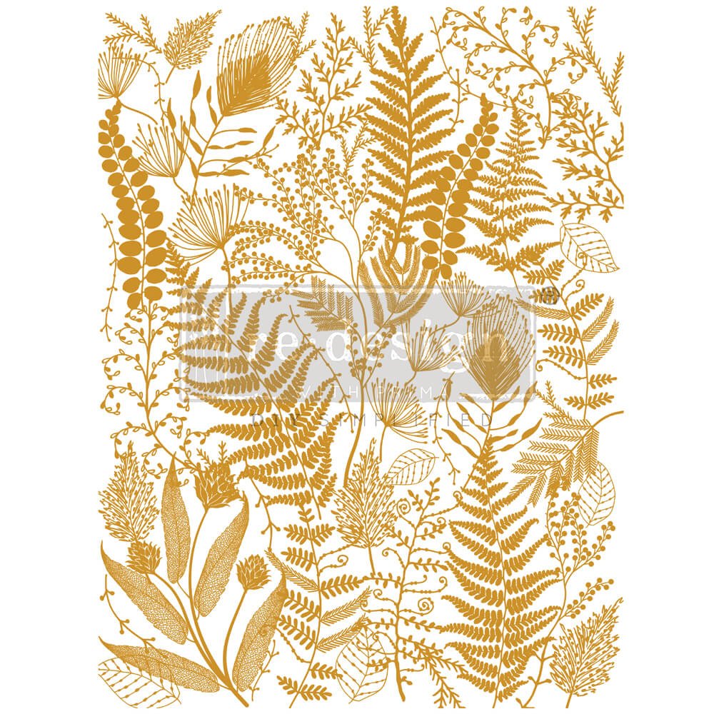 KACHA FOLIAGE FINESSE Gold Foil Transfer - 18" x 24" - Redesign Decor Transfer Decal