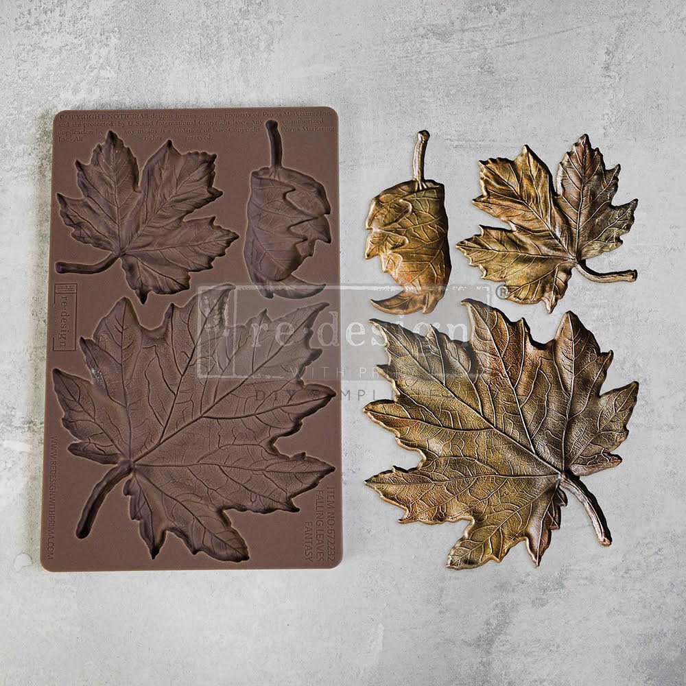 FALLING LEAVES FANTASY Decor Mould Re-Design with Prima 8" x 5"