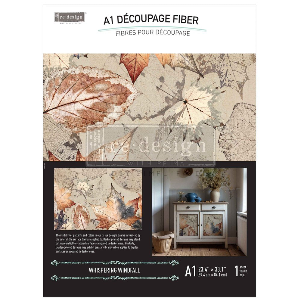 Whispering Windfall - A1 Fiber Paper for Decoupage - LARGE - 59.4cm x 84.1cm - Re-Design with Prima 