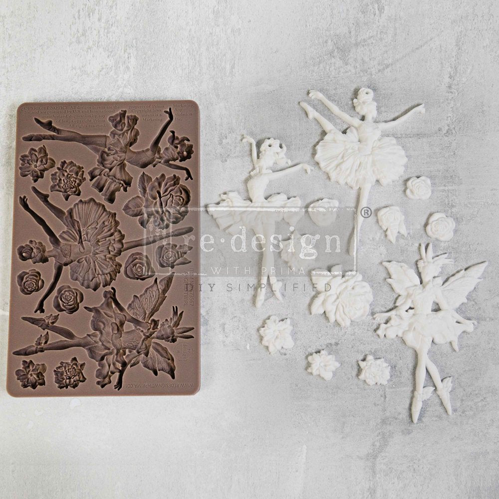 Angelic Twirl Decor Mould Re-Design with Prima 8" x 5"