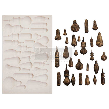 Vintage Light Bulbs silicone mould by Redesign with Prima. 5"x8" food-safe for resin, clay, chocolate & fondant. Detailed bulb designs. UK stockist
