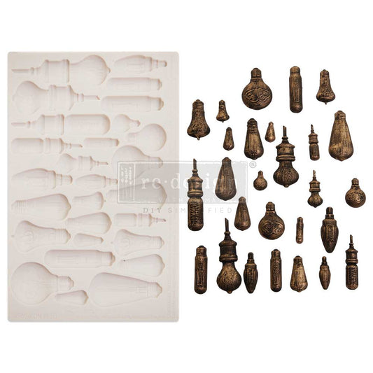 Vintage Light Bulbs silicone mould by Redesign with Prima. 5"x8" food-safe for resin, clay, chocolate & fondant. Detailed bulb designs. UK stockist