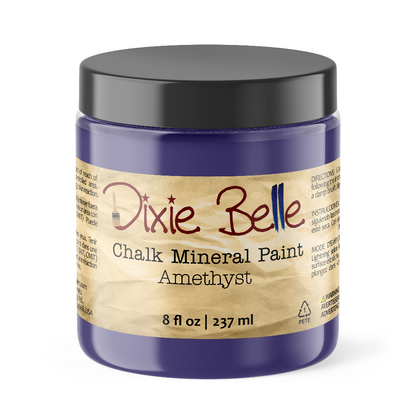 Jar of Dixie Belle Chalk Mineral Paint in Amethyst color on a white background