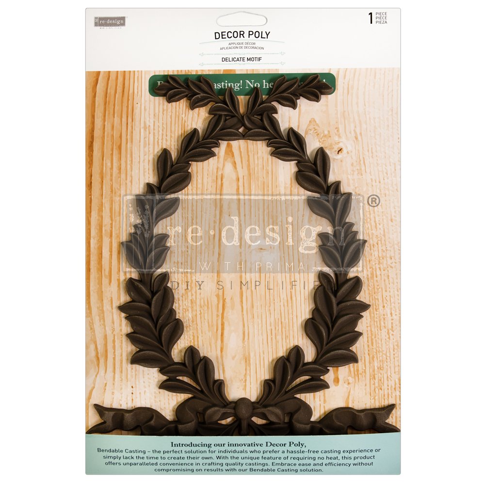 DELICATE MOTIF Laurel – 25.4cm x 20.1cm x 0.66cm - Flexible Applique Moulding by ReDesign with Prima