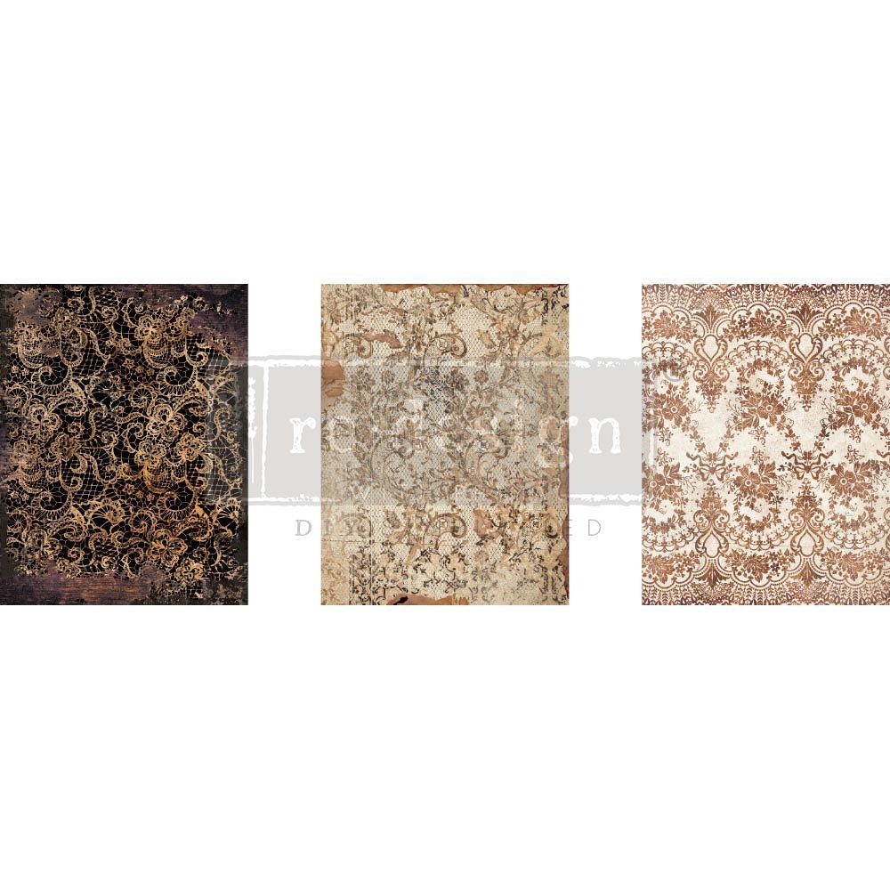 Delicate and dainty, the delicate lace Decor Transfer is a beautiful texture trio that will add style to your projects.