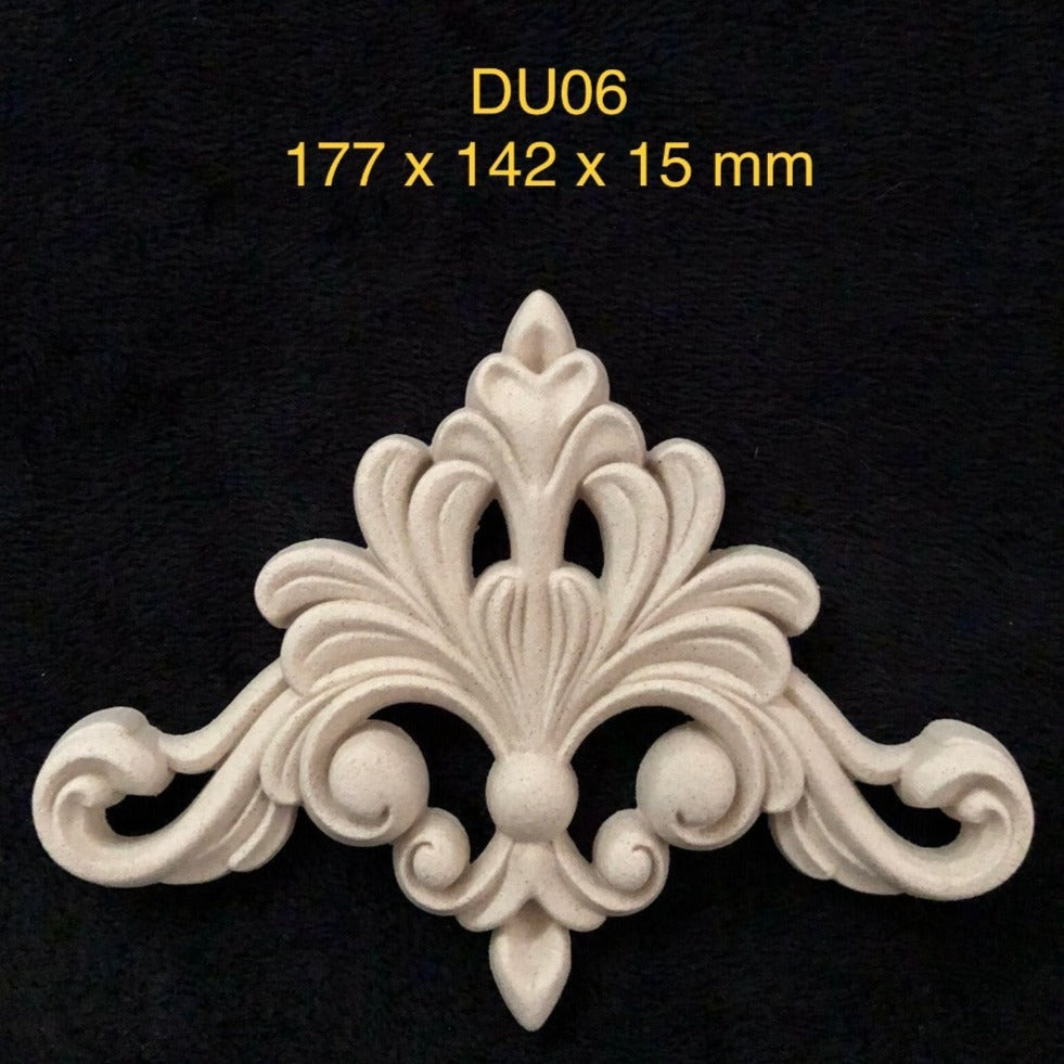 Heat Bendable Wood Applique Pediment From Decocurve - DU06Heat Bendable Wood Applique Pediment From Decocurve - DU06