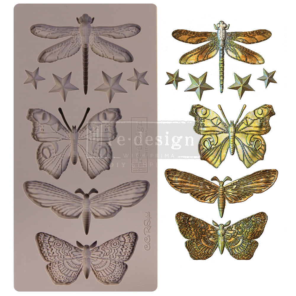 INSECTICA AND STARS Decor Mould Re-Design with Prima 5" x 10"