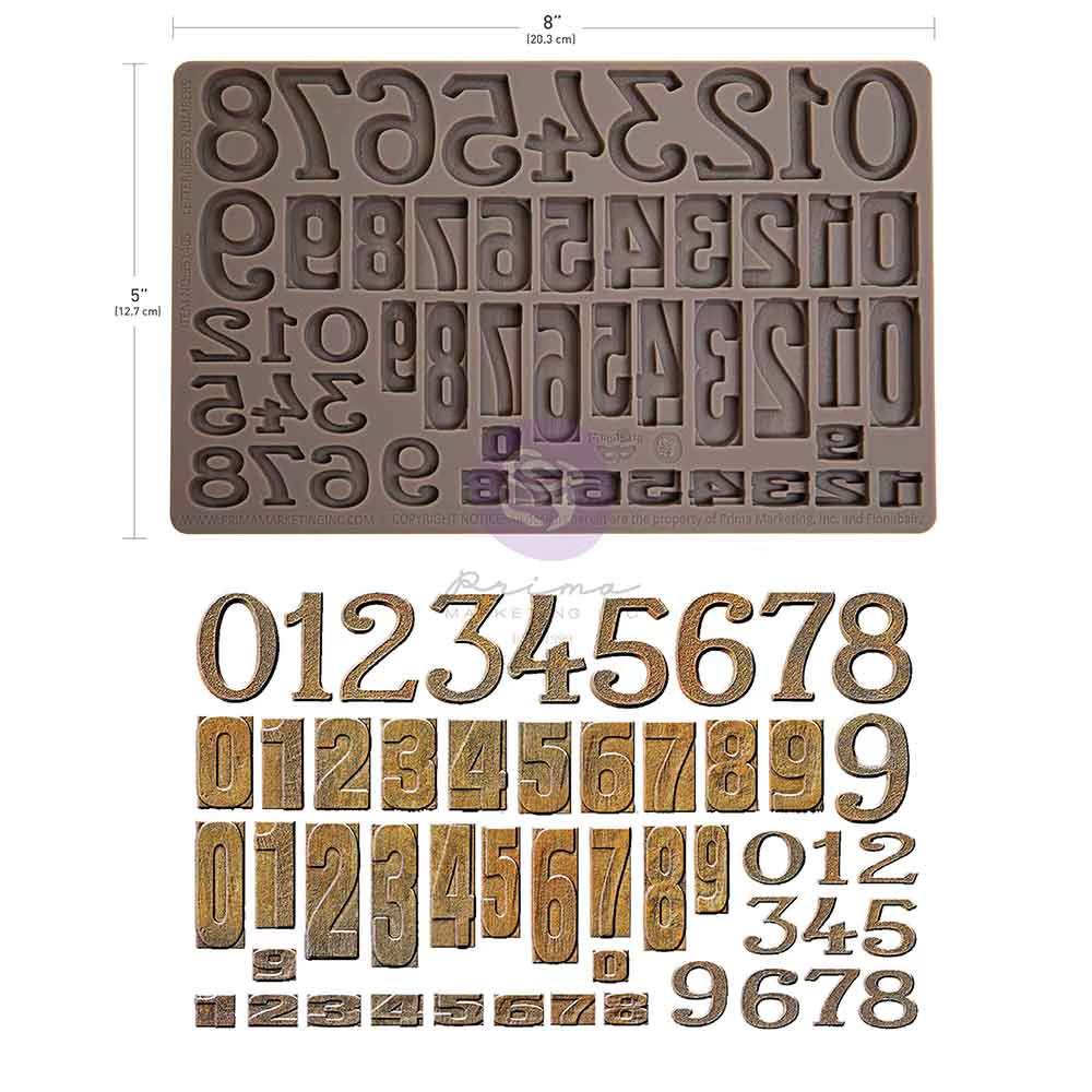 Letterpress Numbers - Decor | Food | Craft Mould  - Re-Design with Prima 8" x 5"