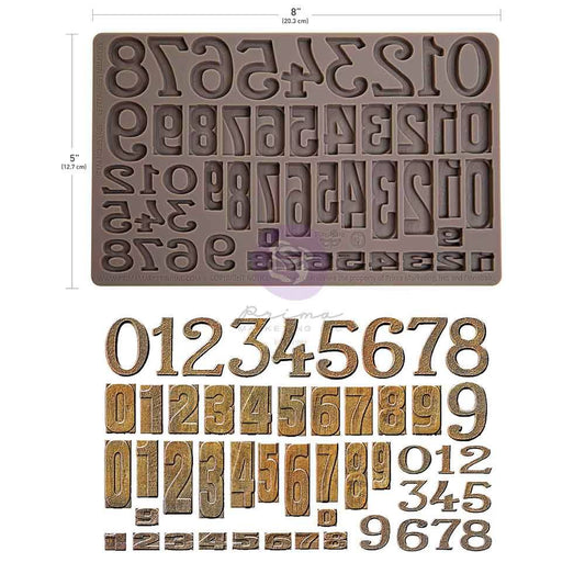 Letterpress Numbers - Decor | Food | Craft Mould  - Re-Design with Prima 8" x 5"