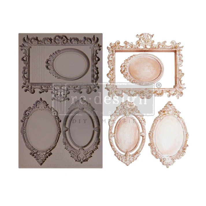 Lucian Frames silicone mould by Redesign with Prima. 5"x8" food-safe for resin, clay, chocolate & fondant. Oval Ornate Picture Frames